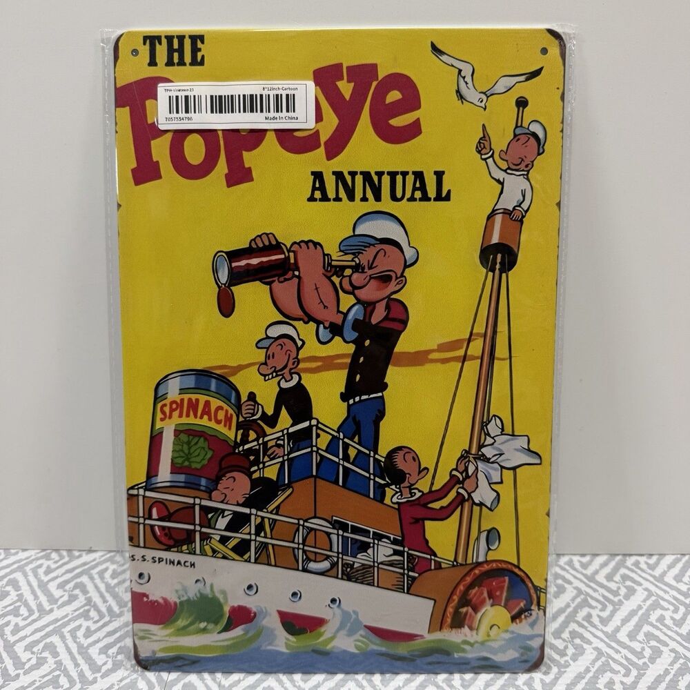 Popeye The Sailor Man Tin Sign Retro 1959 Comic Annual Cover Metal Plaque Decor